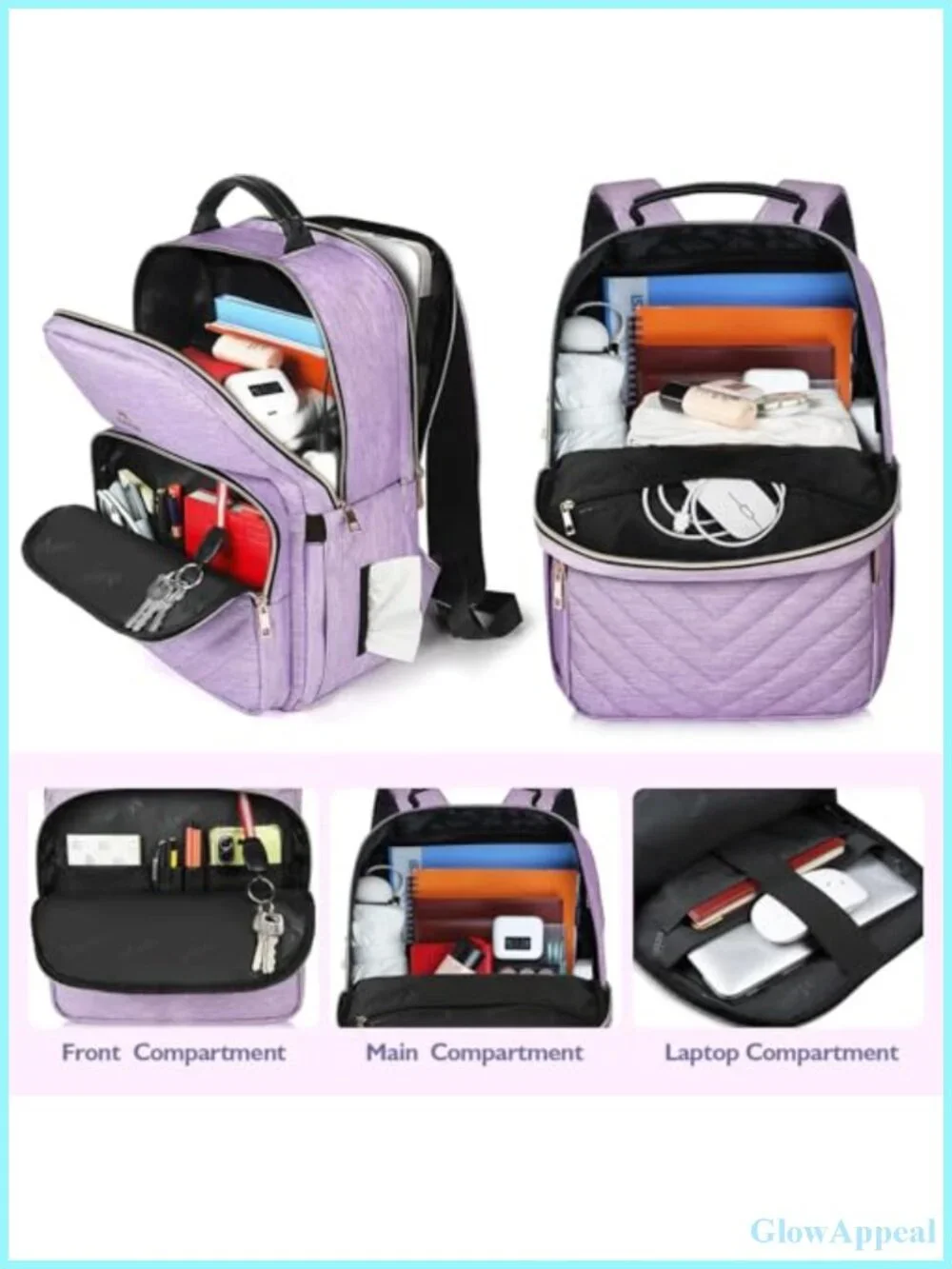 Water Resistant Laptop Backpack for Women, Anti Theft College Bookbag, PU